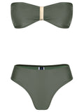 Ester Green Plain Bikini Set Strapless