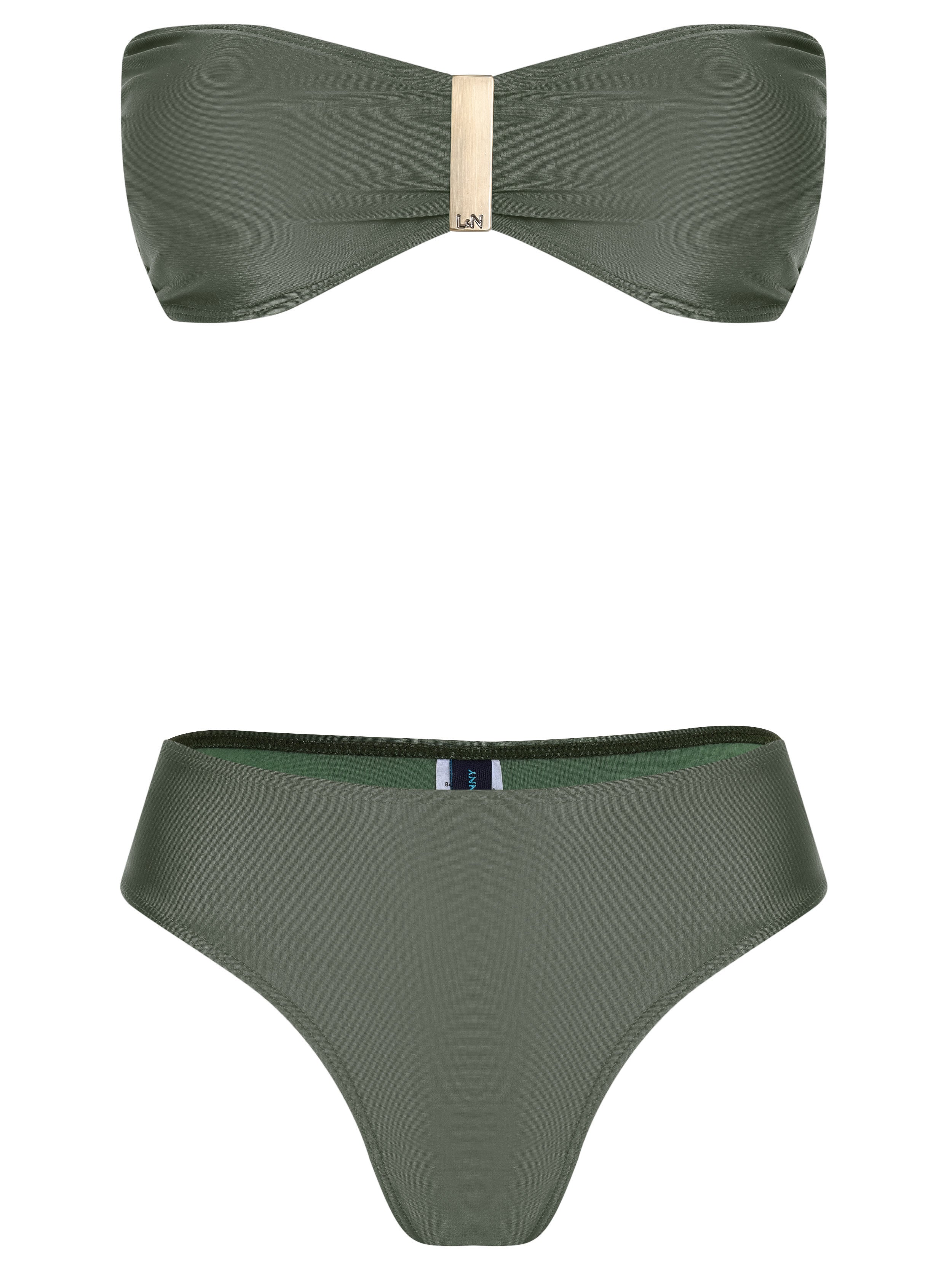 Ester Green Plain Bikini Set Strapless