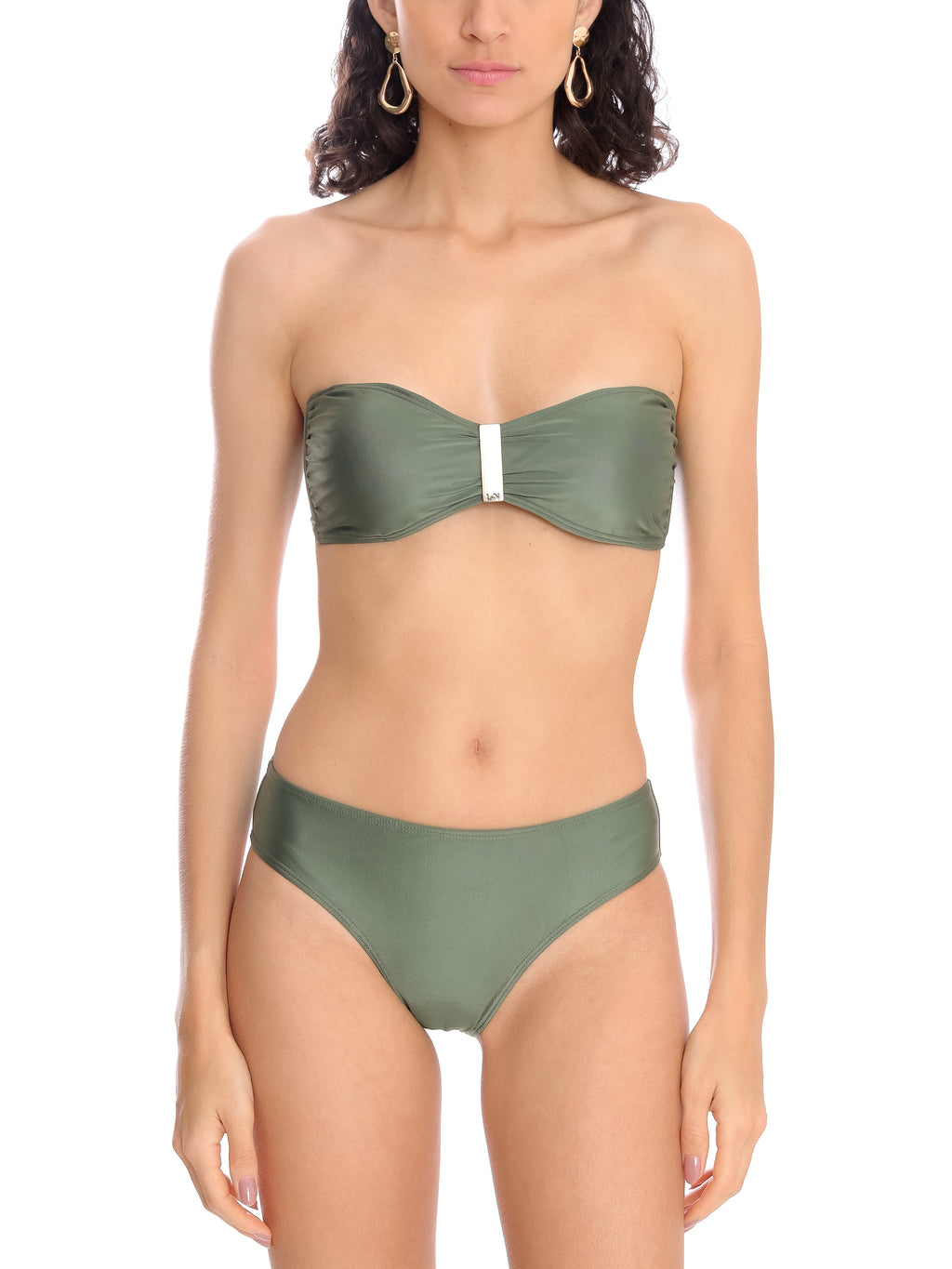 Ester Green Plain Bikini Set Strapless