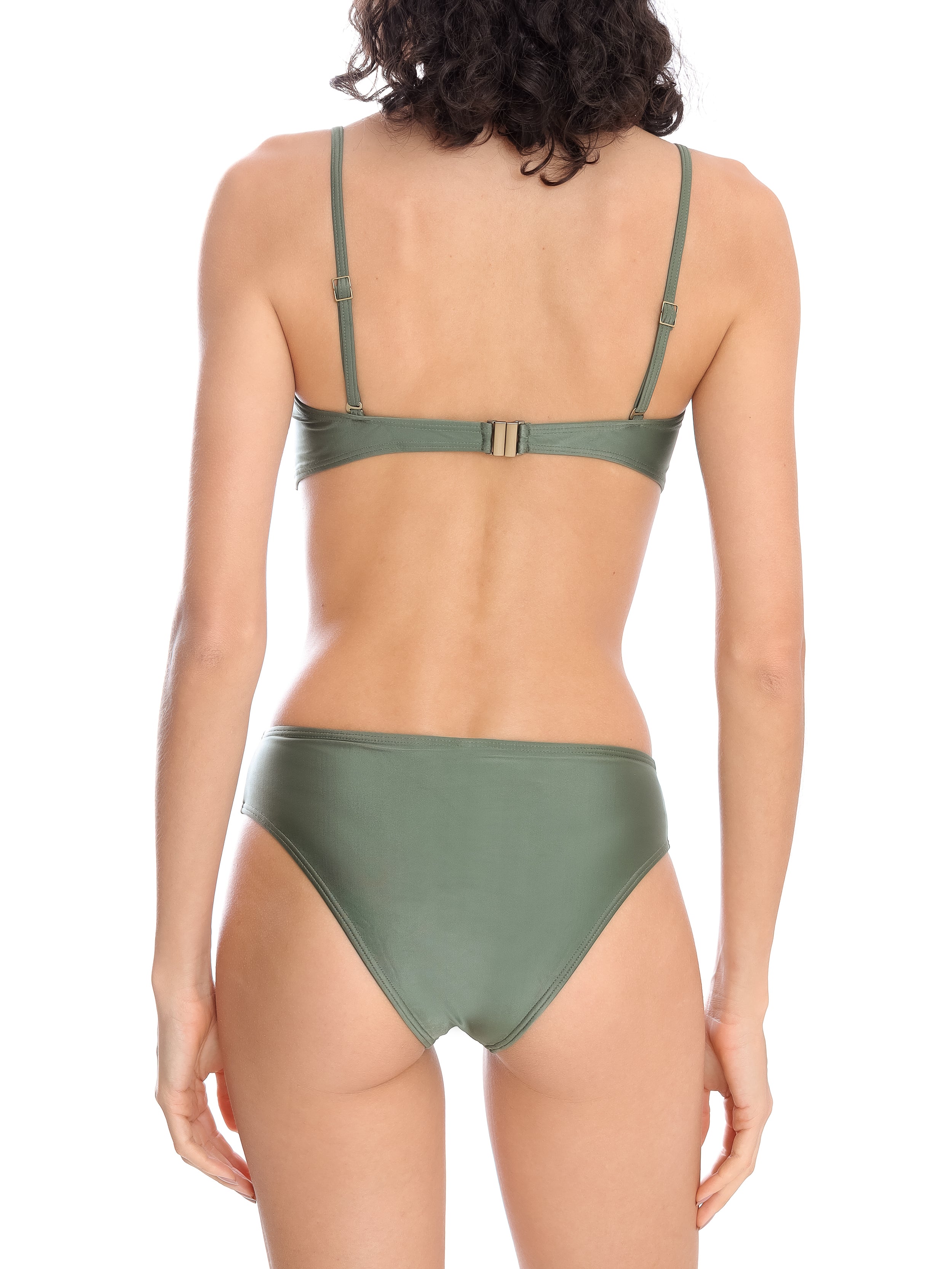 Ester Green Plain Bikini Set Strapless