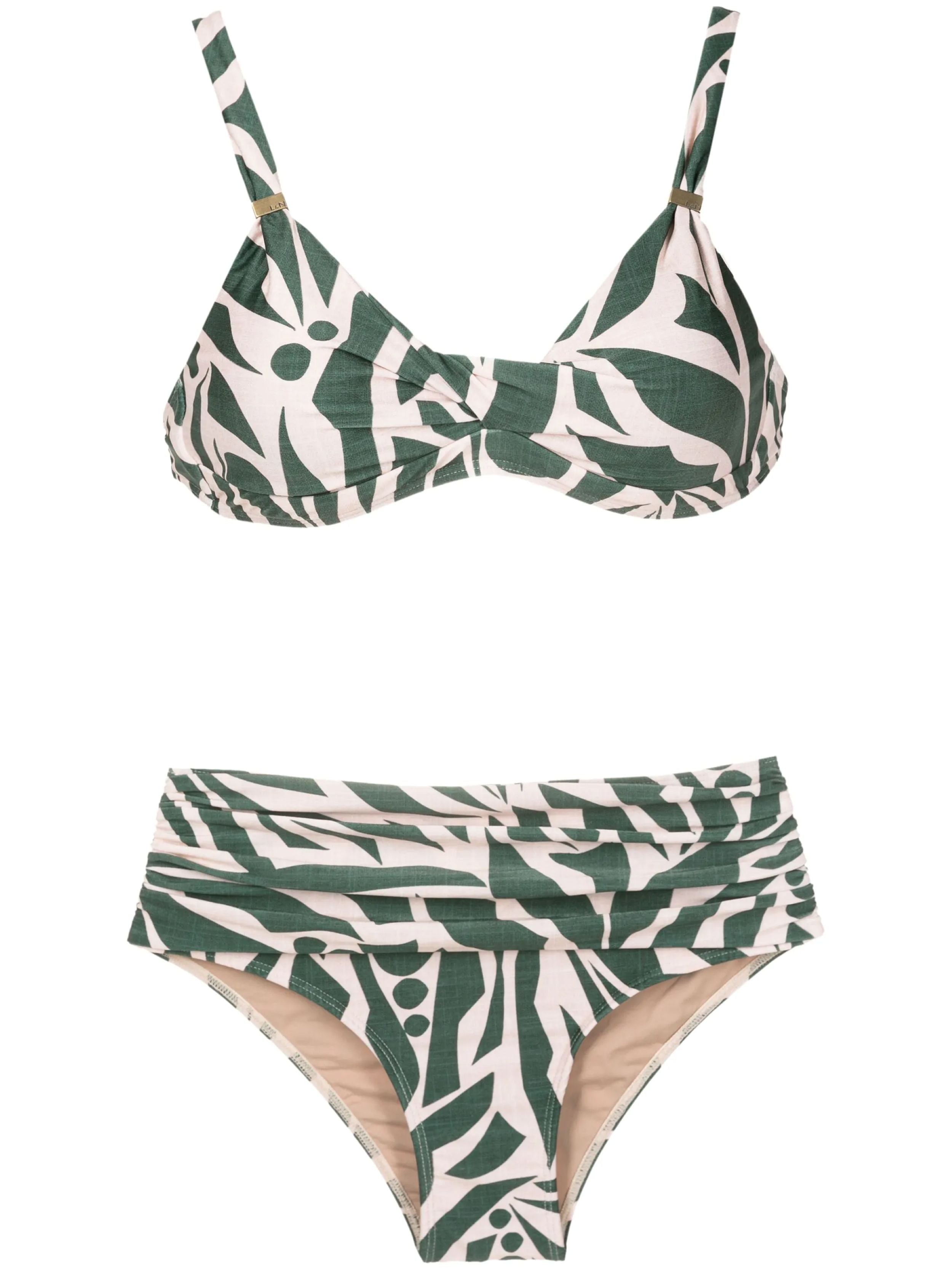 Marianne Abstracte-Print  Ruched-Detail Bikini Set