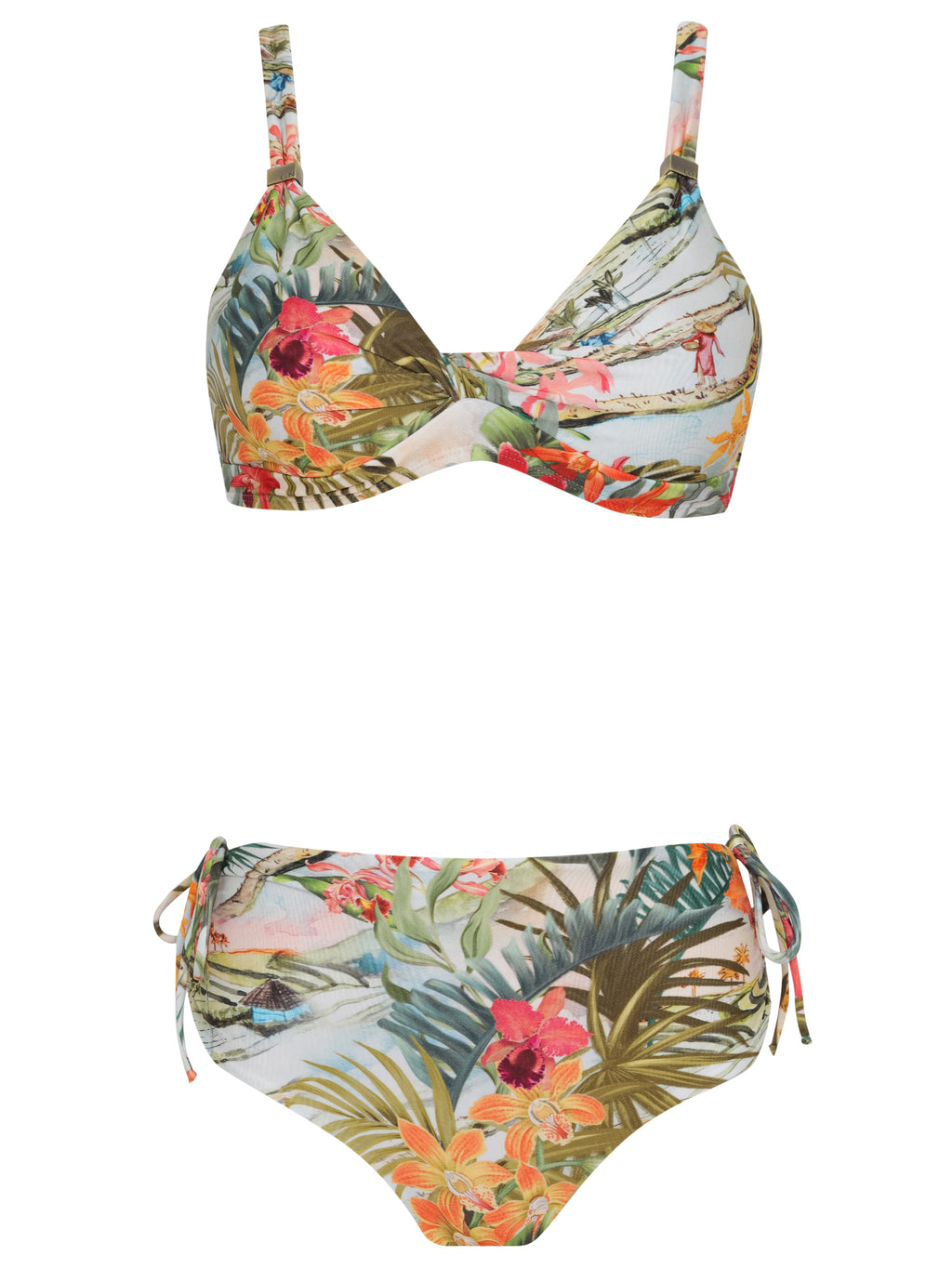 Marcela Foliage-Print Ruched-Detail Bikini Set Laos