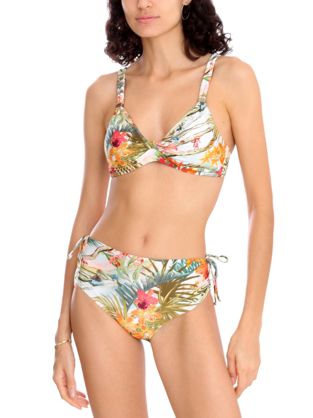 Marcela Foliage-Print Ruched-Detail Bikini Set Laos