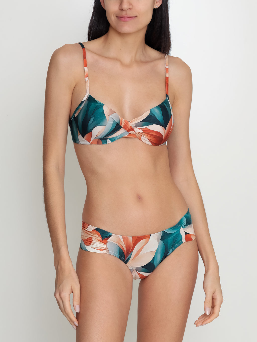 Vitoria Foliage-Print Twist-Front Bikini