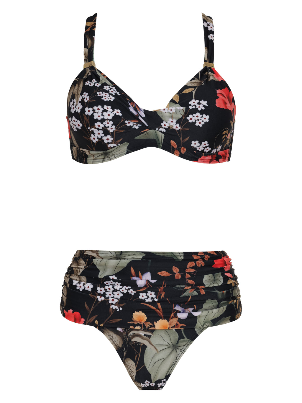 Marianne Floral-Print Ruched-Detail Bikini Set Orvalho