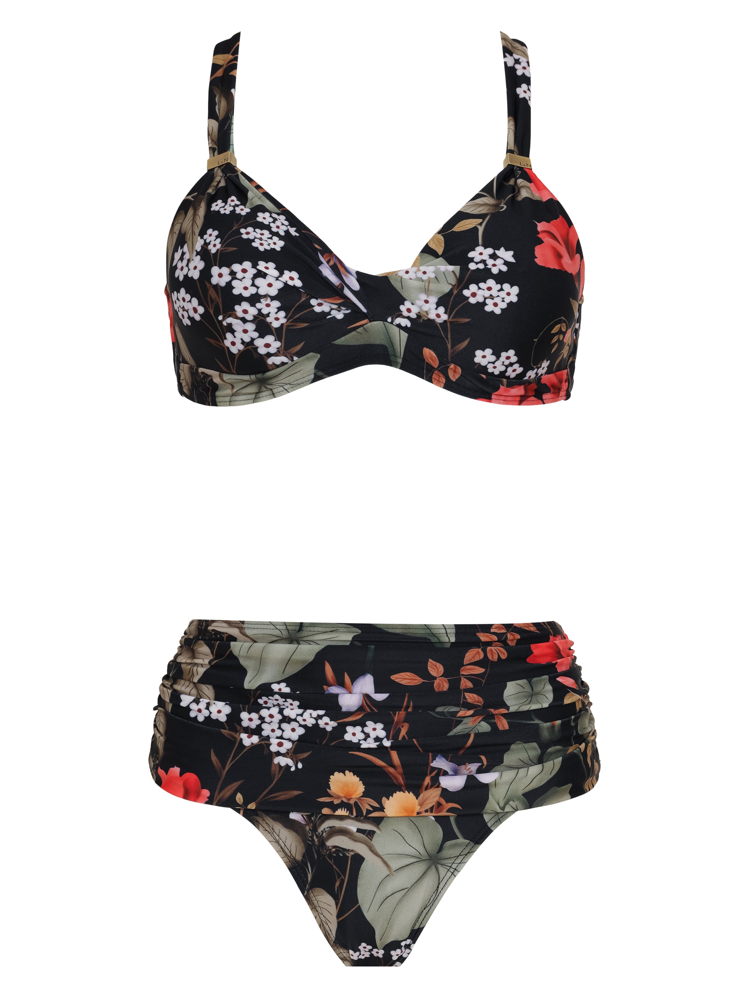 Marianne Floral-Print Ruched-Detail Bikini Set Orvalho