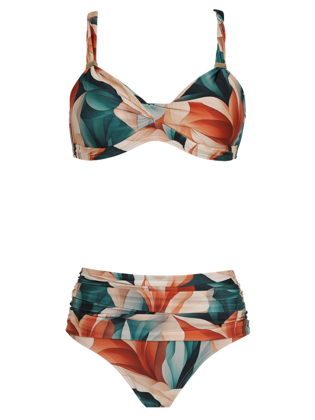 Marianne Foliage-Print Ruched-Detail Bikini Set