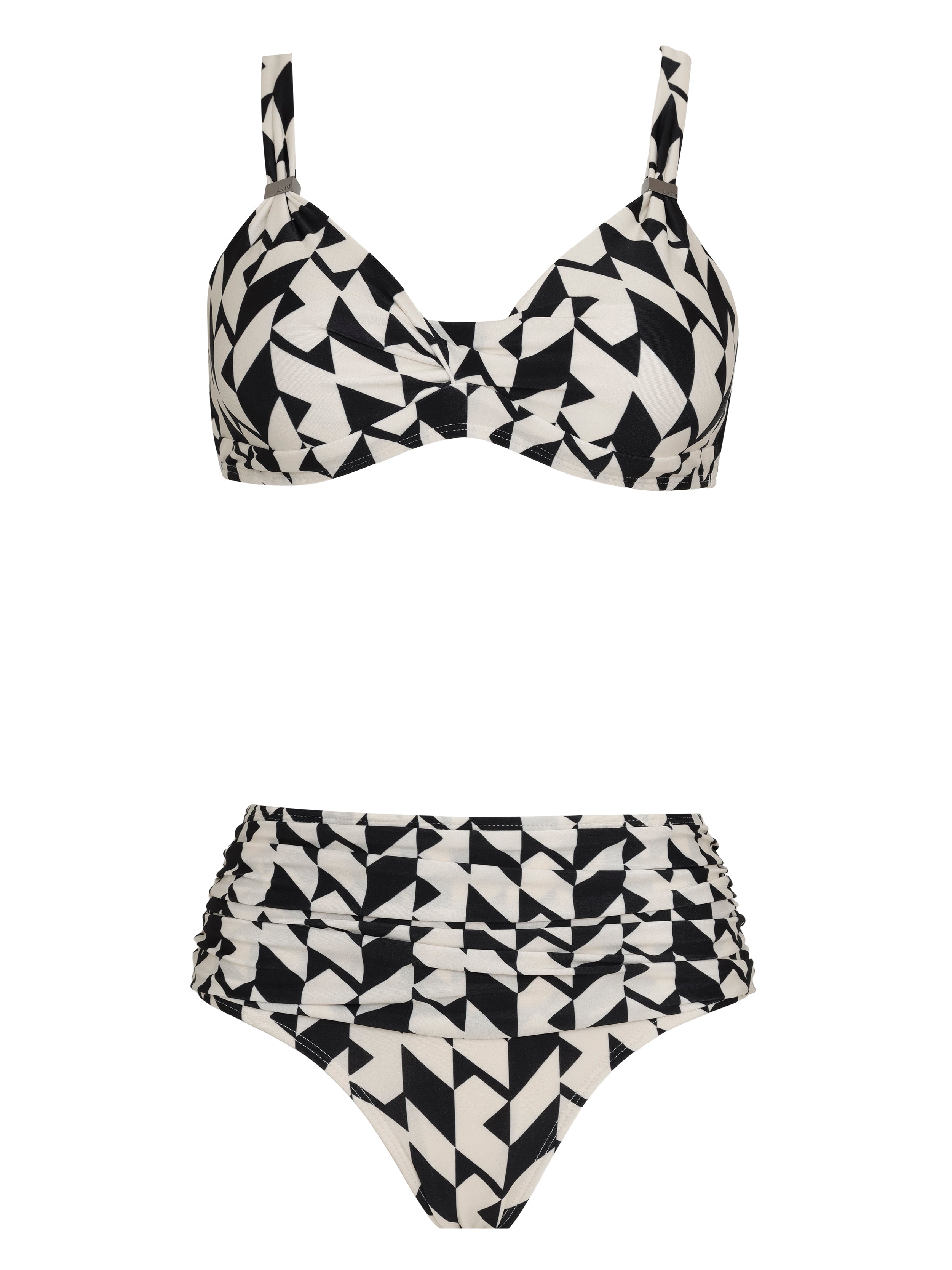 Marianne Geometric-Print Ruched-Detail Bikini Set