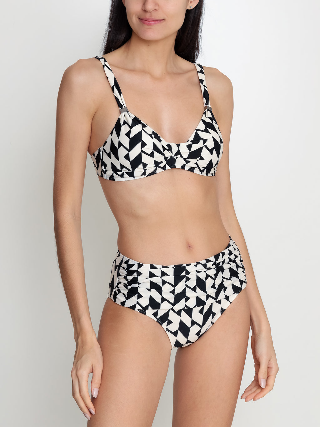 Marianne Geometric-Print Ruched-Detail Bikini Set