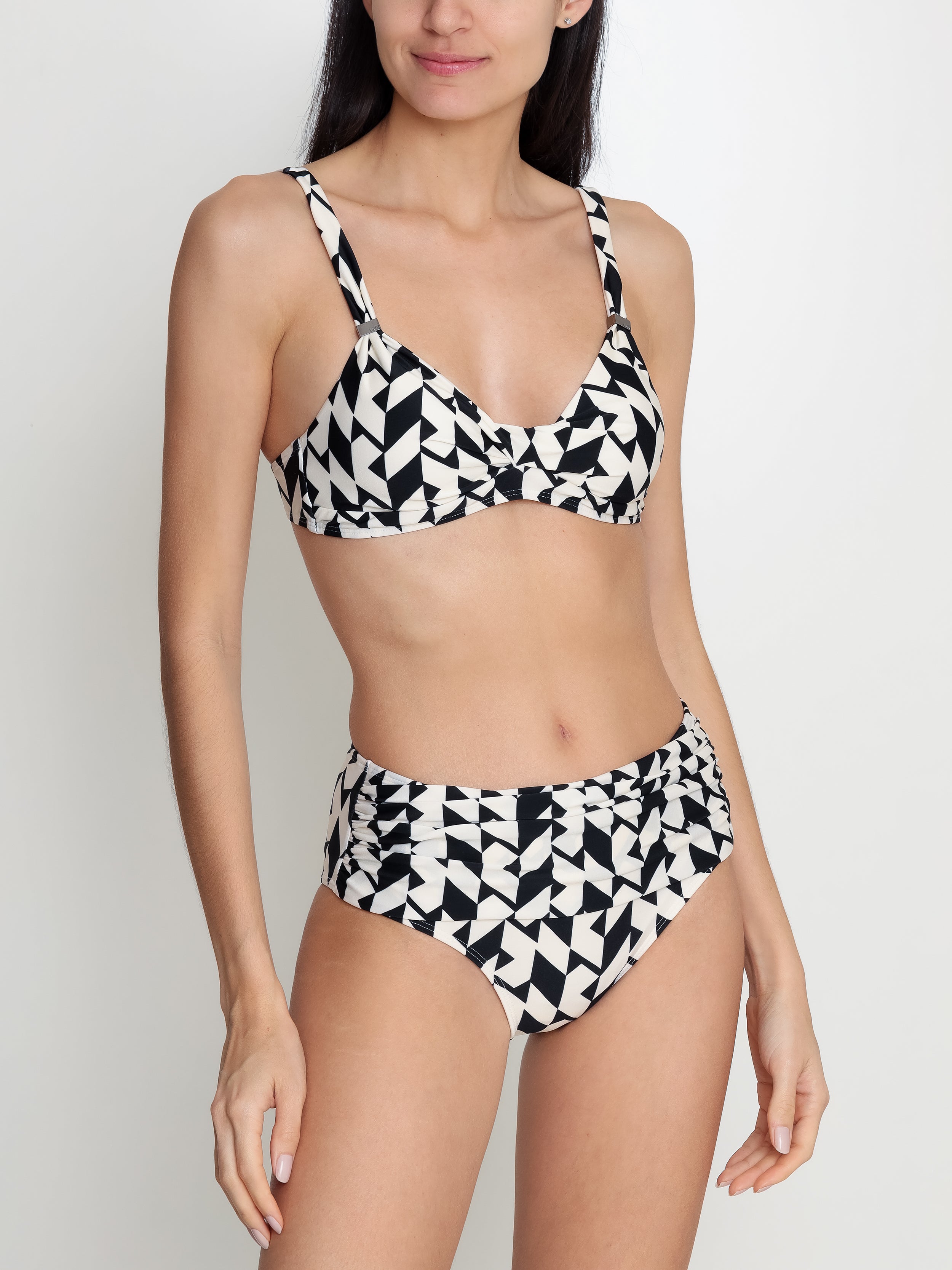 Marianne Geometric-Print Ruched-Detail Bikini Set