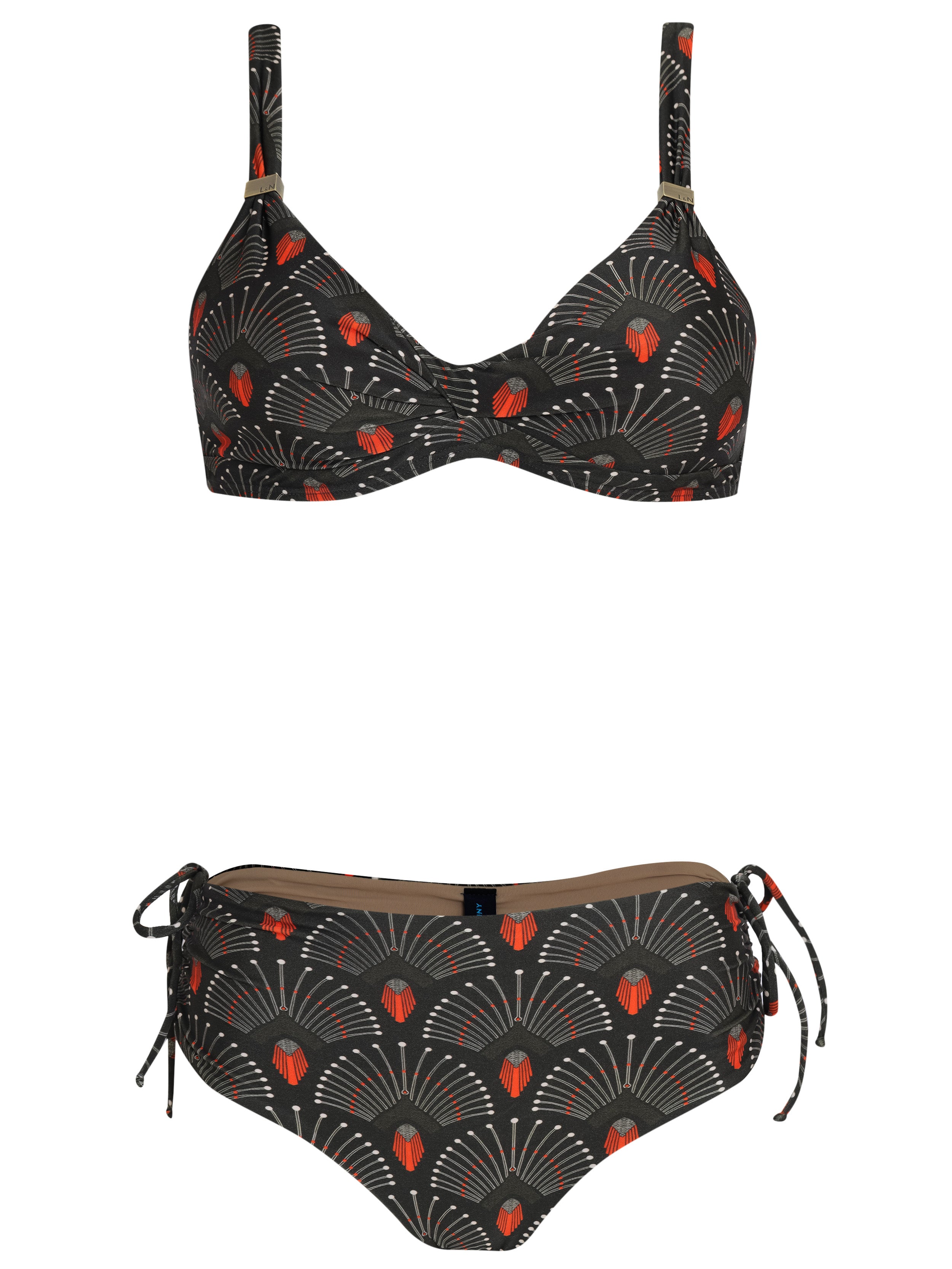 Marcela Geometric-Print Ruched-Detail Bikini Set Cocar
