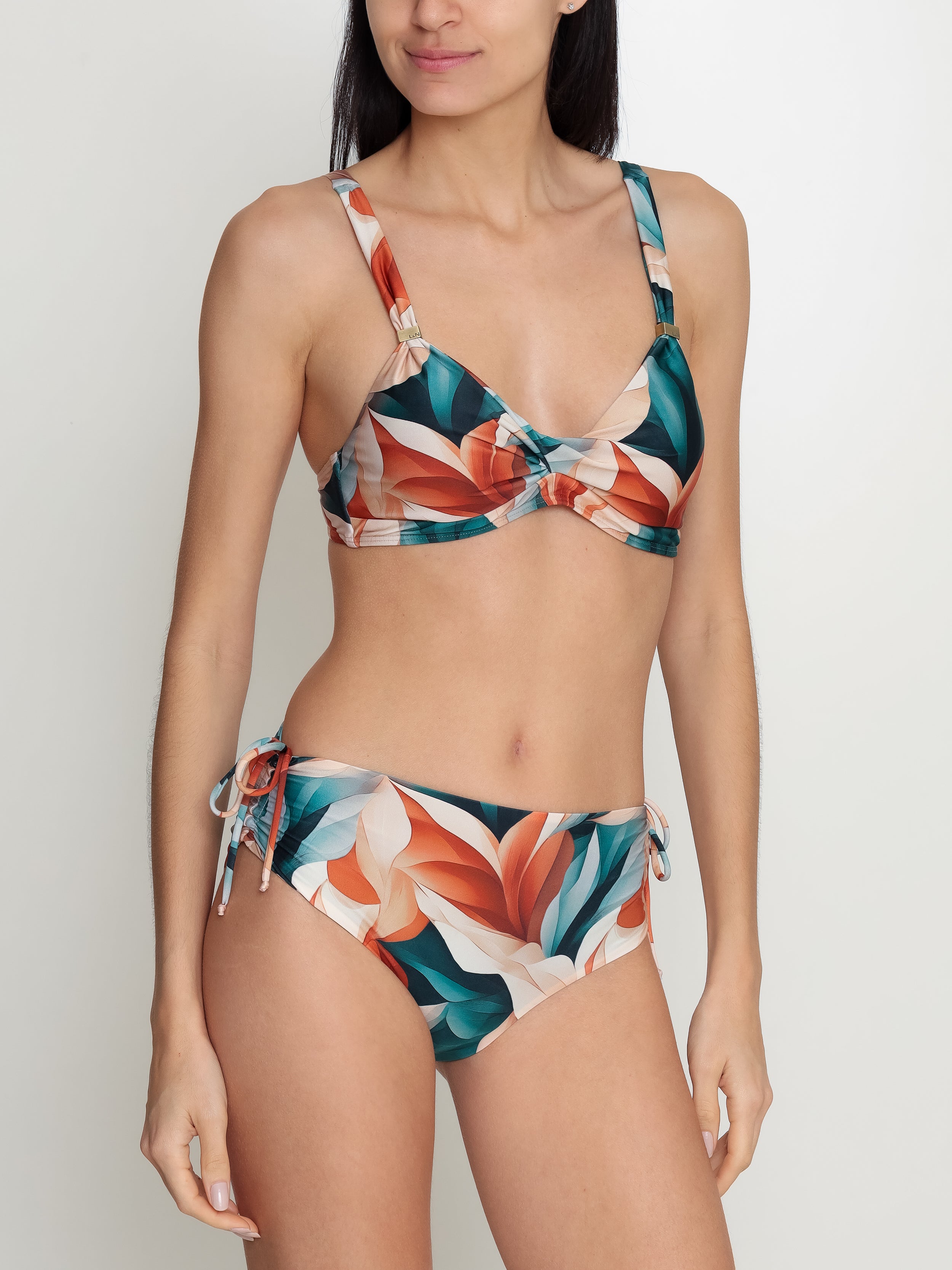 Marcela  Foliage-Print Ruched-Detail Bikini Set