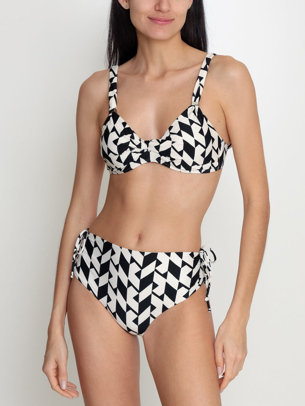 Marcela Geometric-Print Ruched-Detail Bikini Set Zaya