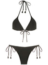 Maya Black Plain Tassel Detailing Triangle Bikini Set