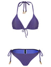 Maya Purple Plain Tassel Detailing Triangle Bikini Set