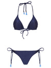 Maya Navy Blue Plain Tassel Detailing Triangle Bikini Set