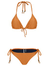 Maya Yellow Plain Tassel Detailing Triangle Bikini Set