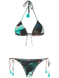 Maya Abstracte-Print Tassel Detailing Triangle Bikini Set