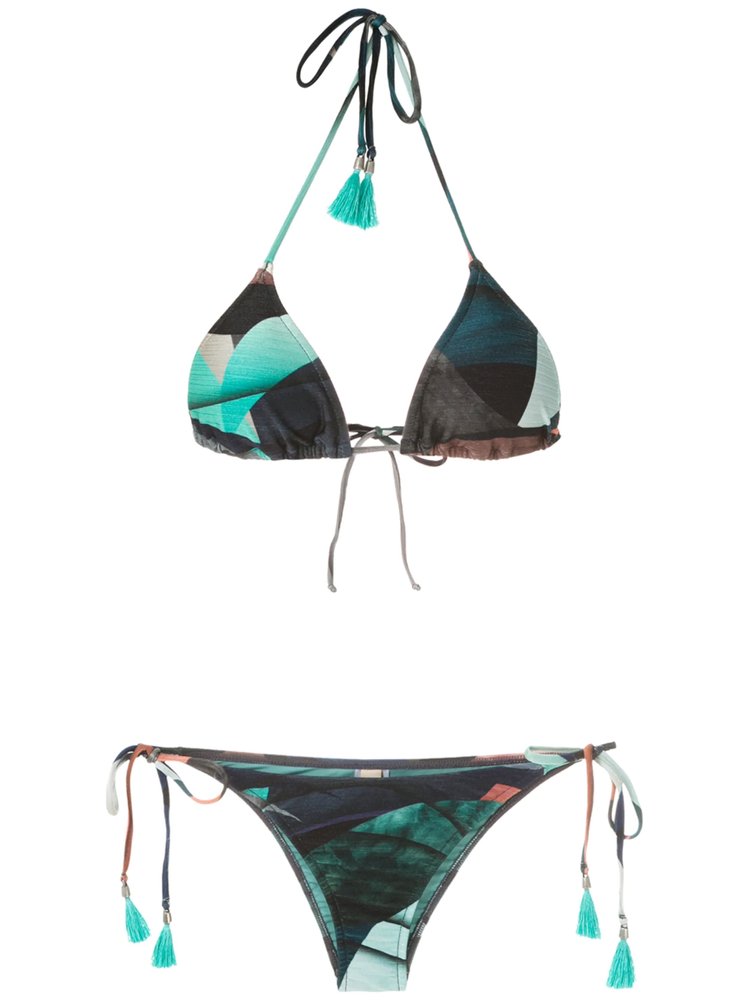 Maya Abstracte-Print Tassel Detailing Triangle Bikini Set