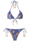 Maya Abstracte-Print Tassel Detailing Triangle Bikini Set Petrolina