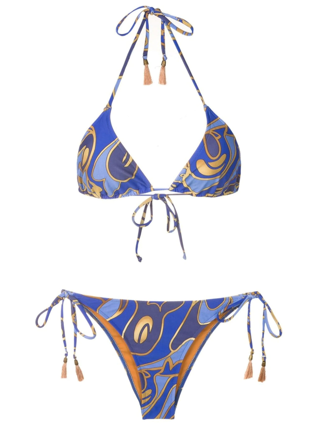 Maya Abstracte-Print Tassel Detailing Triangle Bikini Set