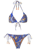 Maya Abstracte-Print Tassel Detailing Triangle Bikini Set