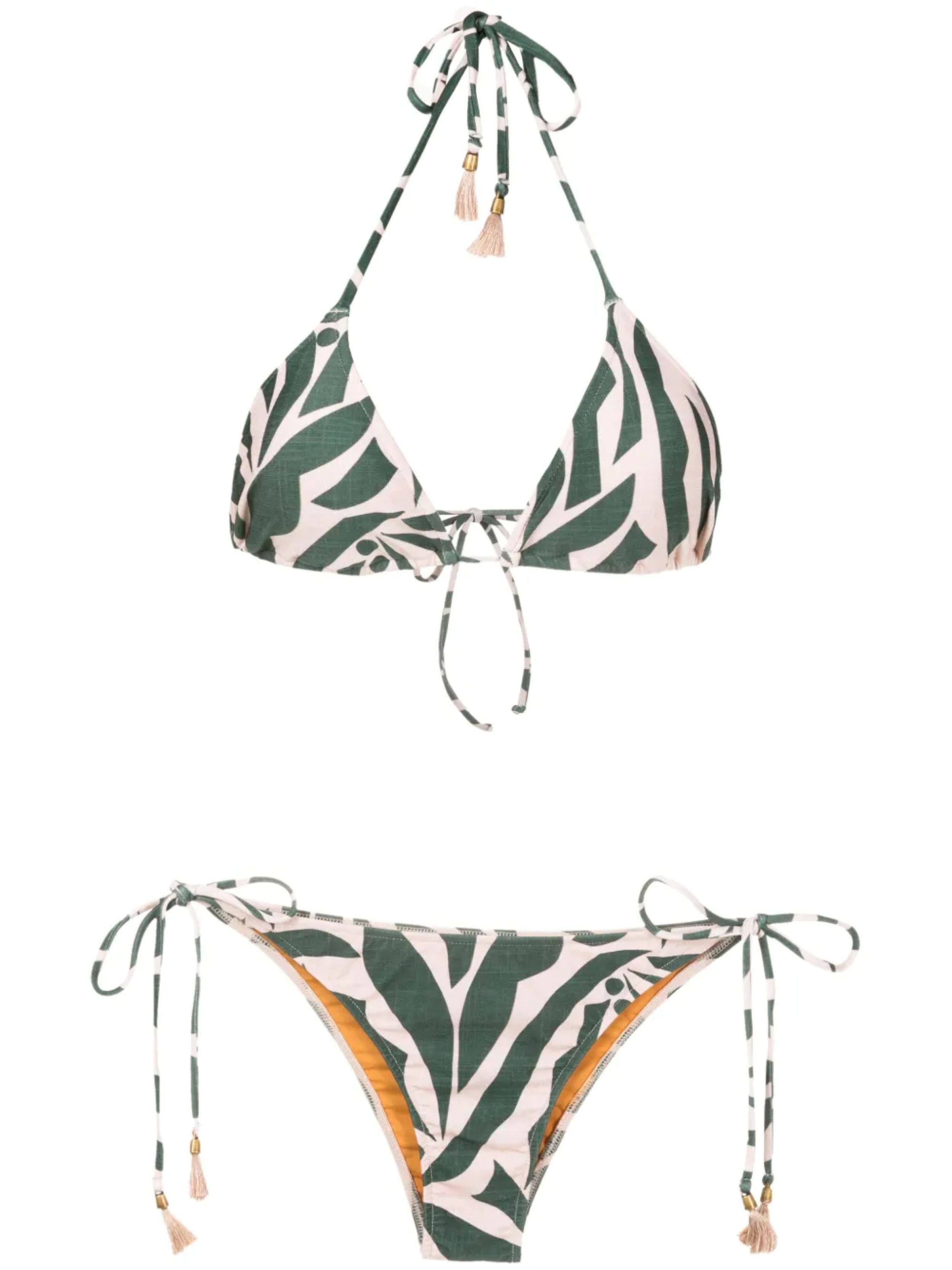 Maya Abstracte-Print Tassel Detailing Triangle Bikini Set