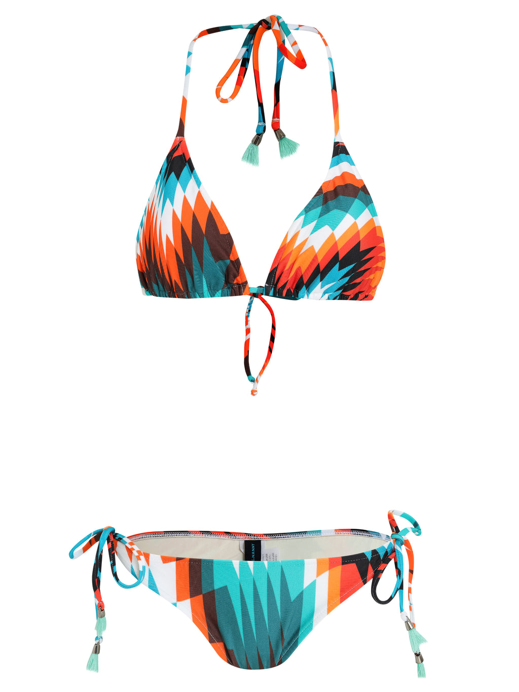 Maya Graphic-Print Tassel Detailing Triangle Bikini Set