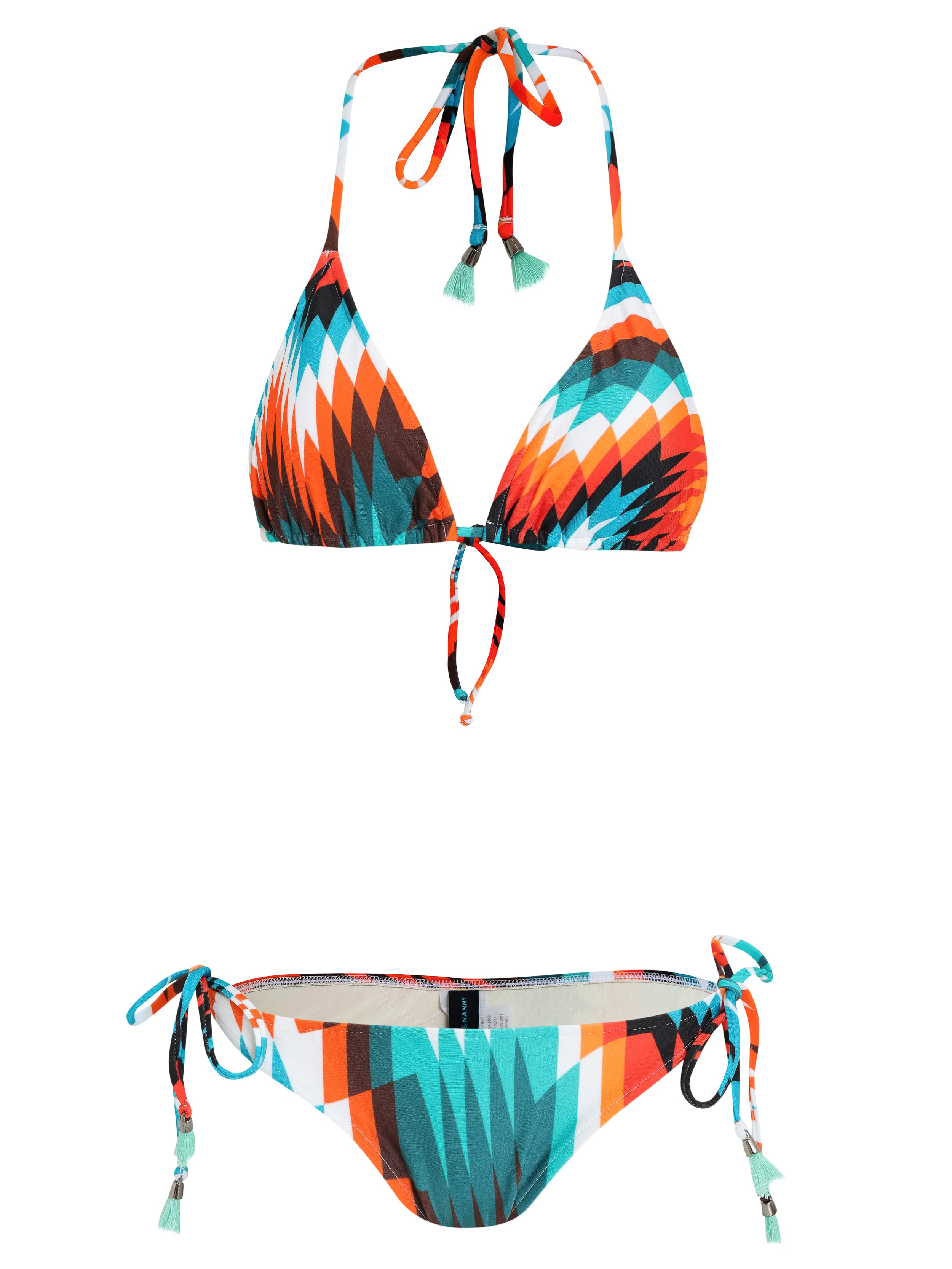 Maya Graphic-Print Tassel Detailing Triangle Bikini Set
