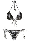 Maya Foliage-Print Tassel Detailing Triangle Bikini Set Selva Imperial