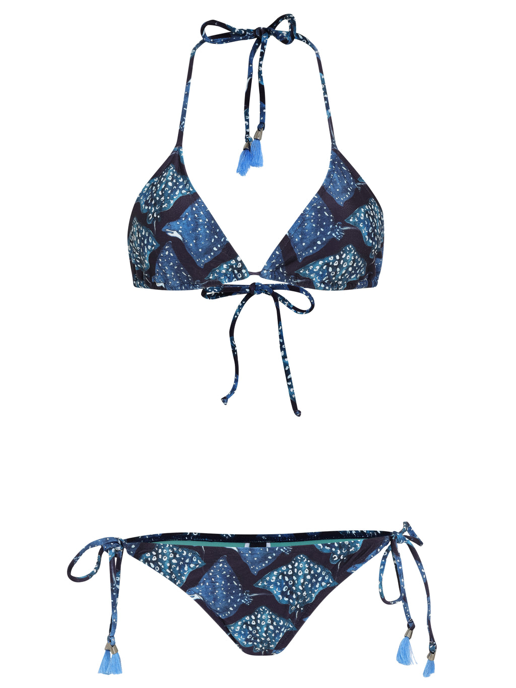 Maya Stingrays-Print Tassel Detailing Triangle Bikini Set
