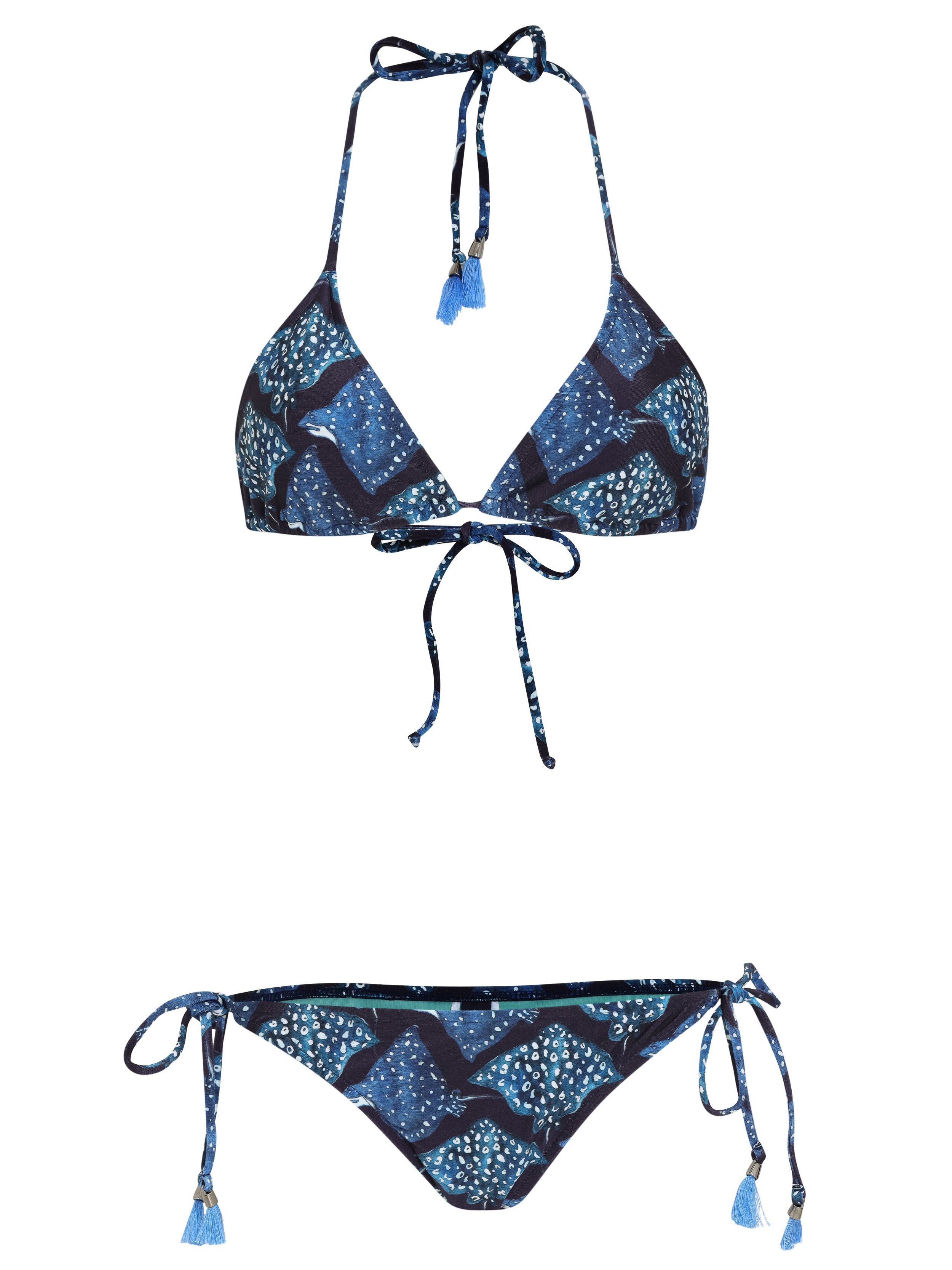 Maya Stingrays-Print Tassel Detailing Triangle Bikini Set