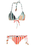 Maya Striped-Print Tassel Detailing Triangle Bikini Set