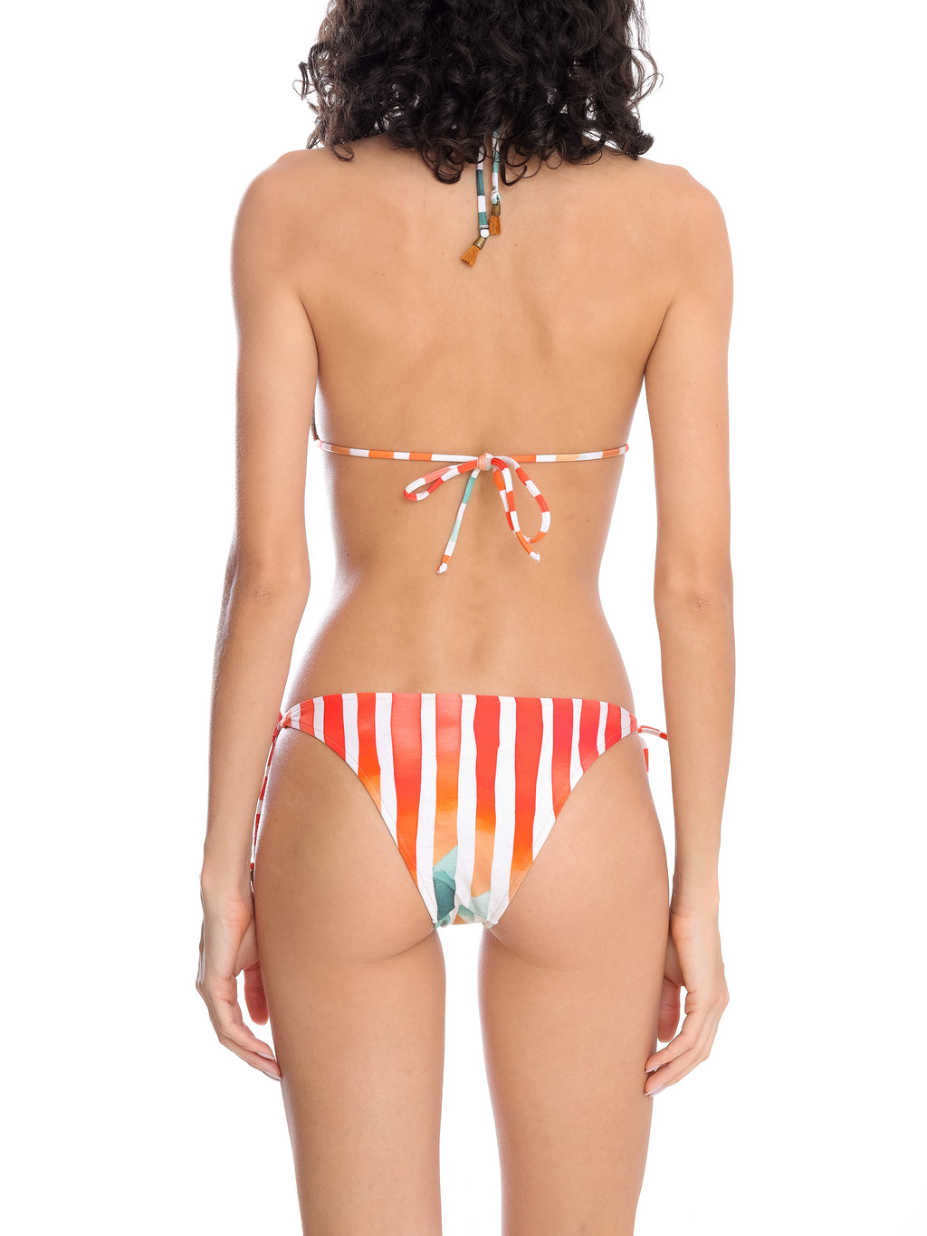 Maya Striped-Print Tassel Detailing Triangle Bikini Set