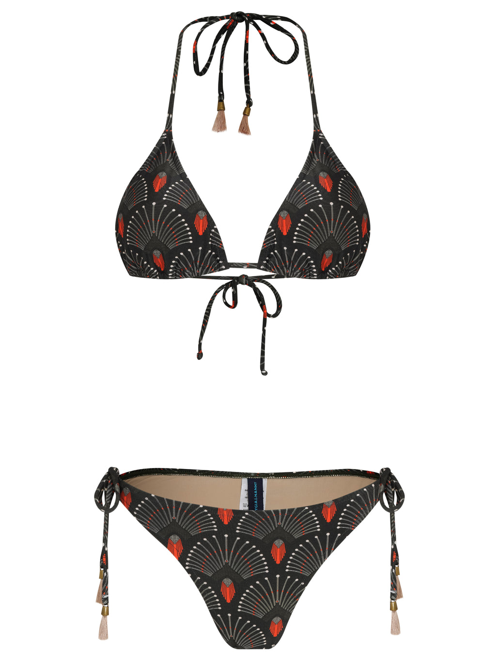 Maya -Print Tassel Detailing Triangle Bikini Set