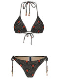 Maya -Print Tassel Detailing Triangle Bikini Set