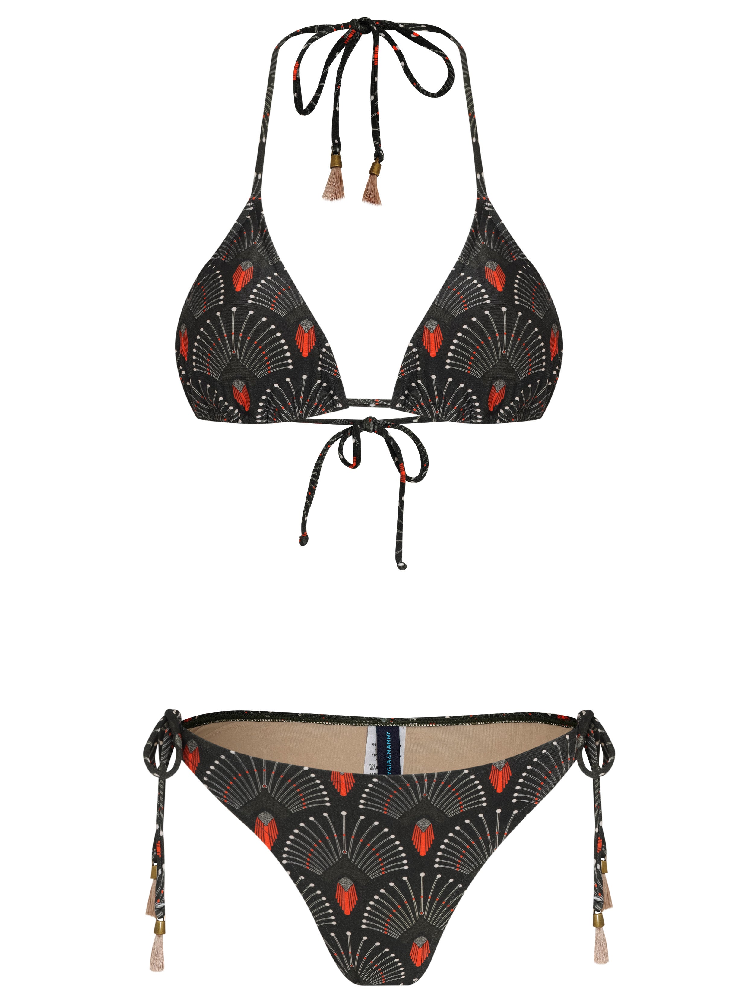 Maya -Print Tassel Detailing Triangle Bikini Set