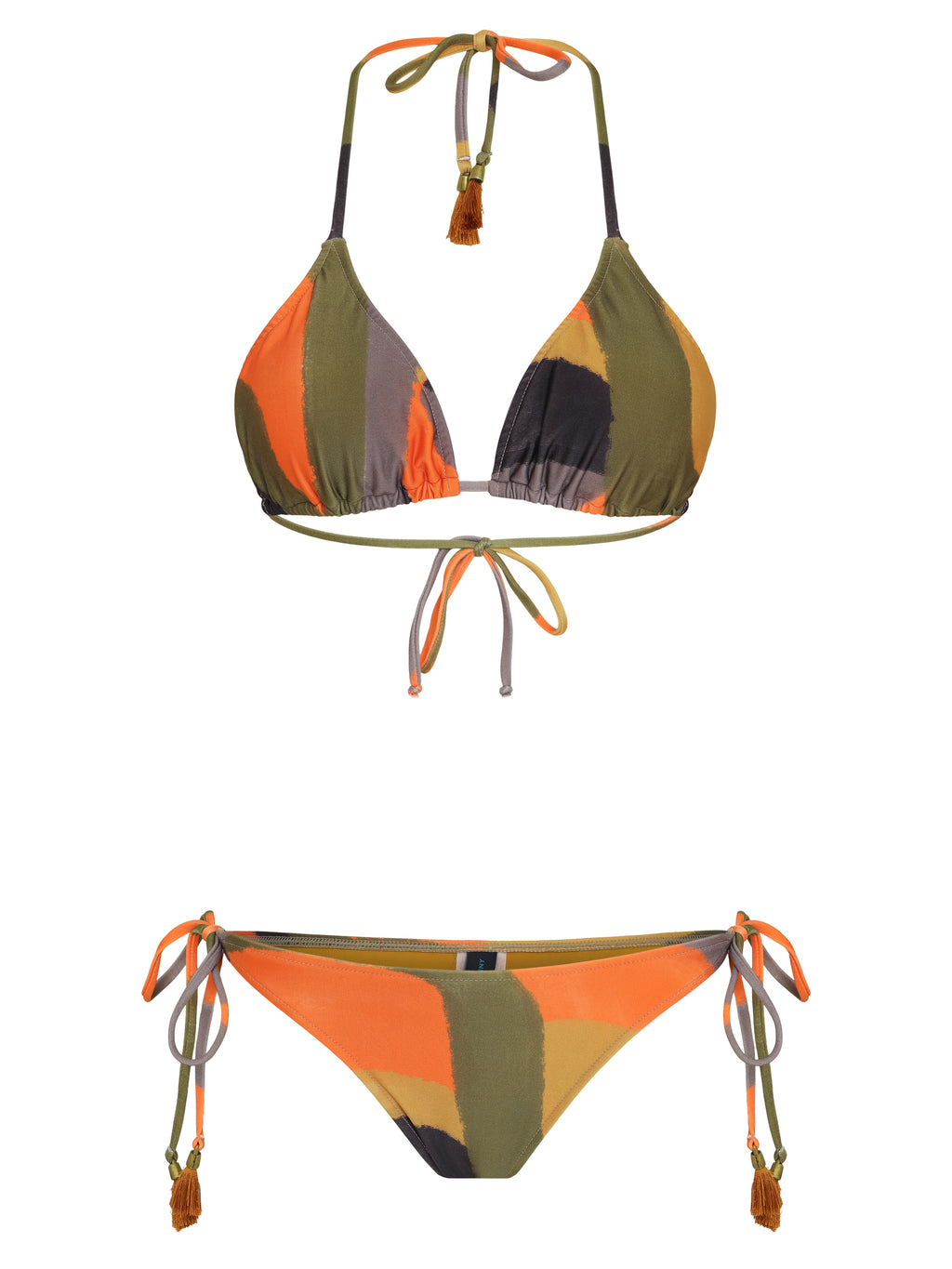 Maya Abstracte-Print Tassel Detailing Triangle Bikini Set