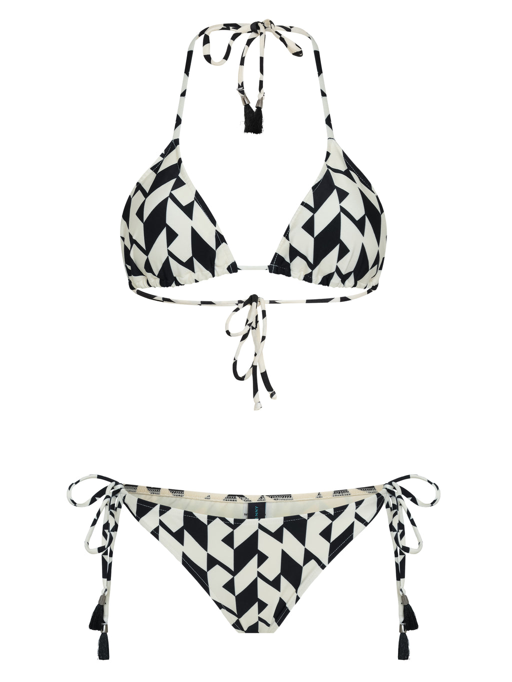 Maya Geometric-Print Tassel Detailing Triangle Bikini Set