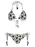 Maya Geometric-Print Tassel Detailing Triangle Bikini Set