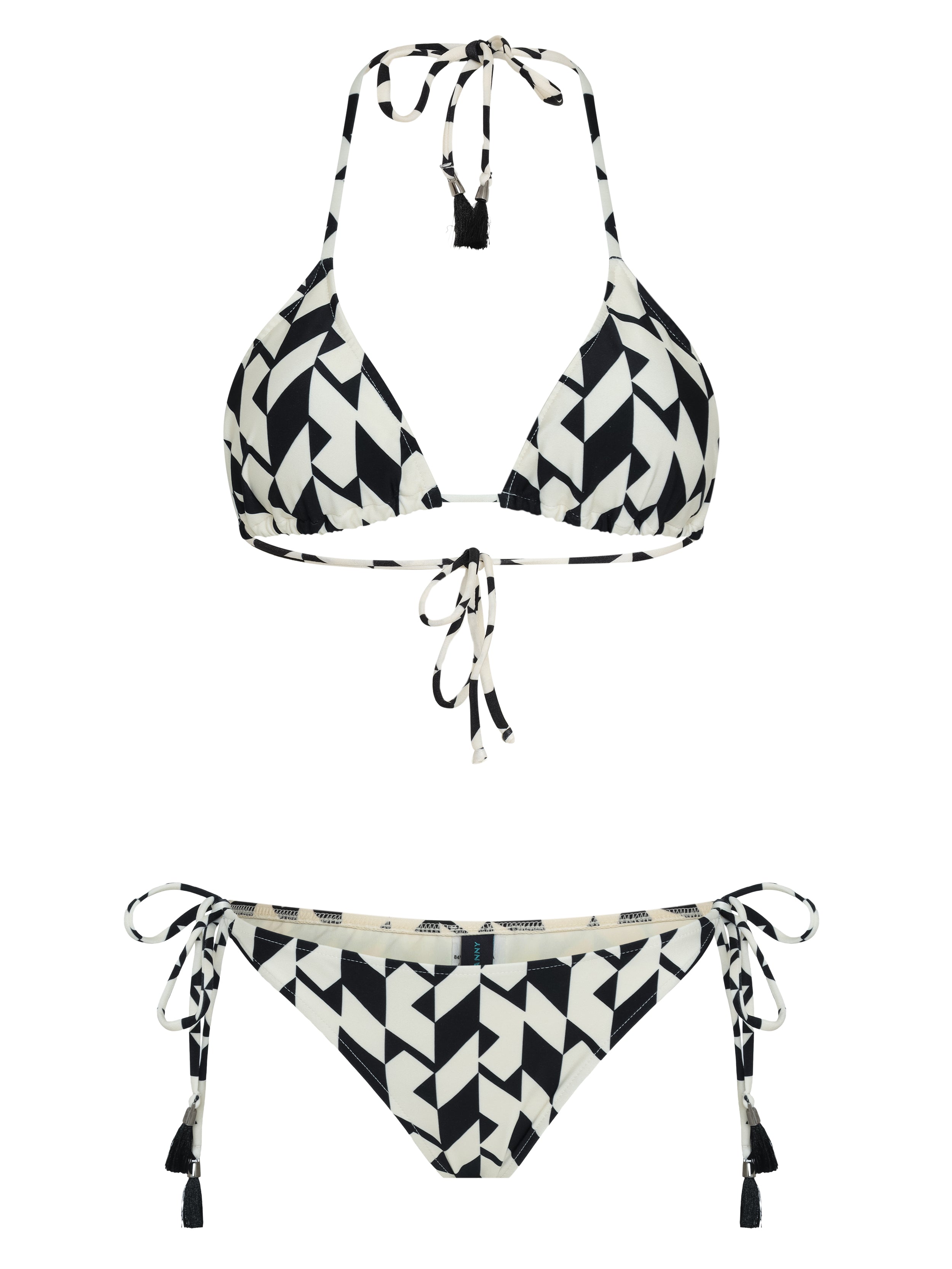Maya Geometric-Print Tassel Detailing Triangle Bikini Set