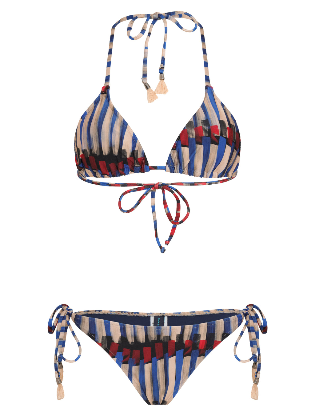 Maya Graphic-Print Tassel Detailing Triangle Bikini Set