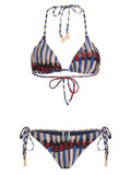 Maya Graphic-Print Tassel Detailing Triangle Bikini Set