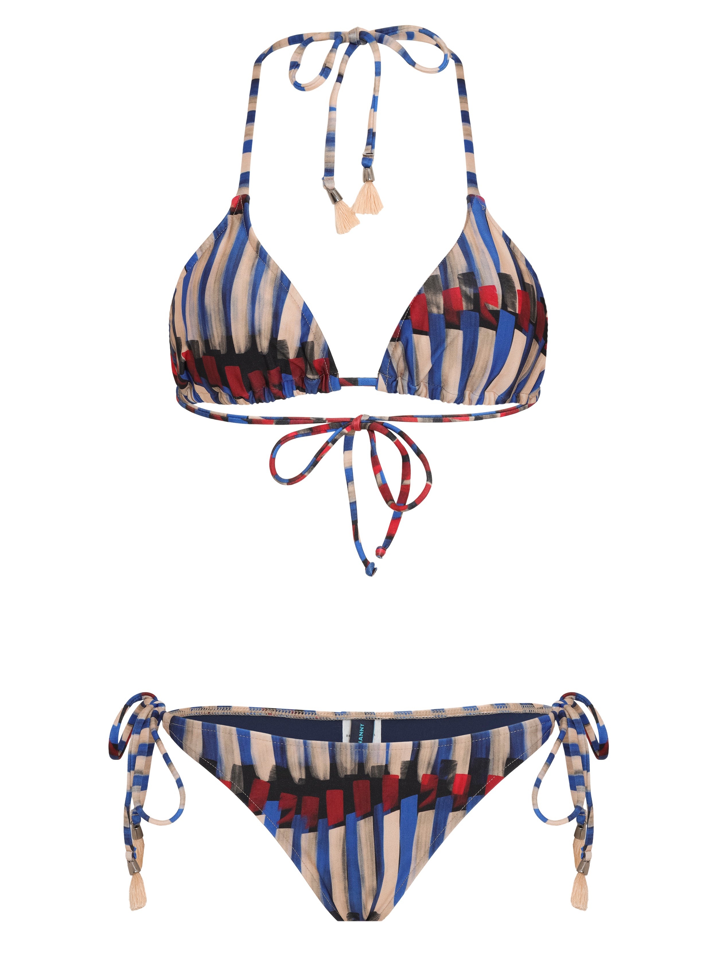 Maya Graphic-Print Tassel Detailing Triangle Bikini Set