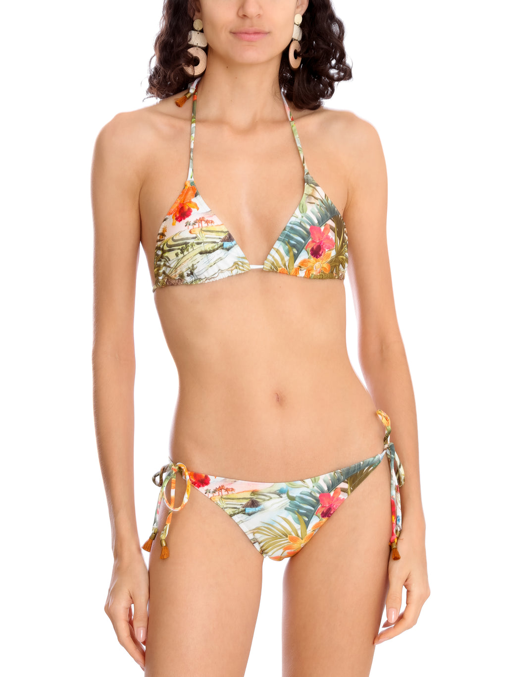 Maya -Print Tassel Detailing Triangle Bikini Set