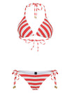 Maya Red Striped-Print Tassel Detailing Triangle Bikini Set