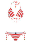 Maya Striped-Print Tassel Detailing Triangle Bikini Set