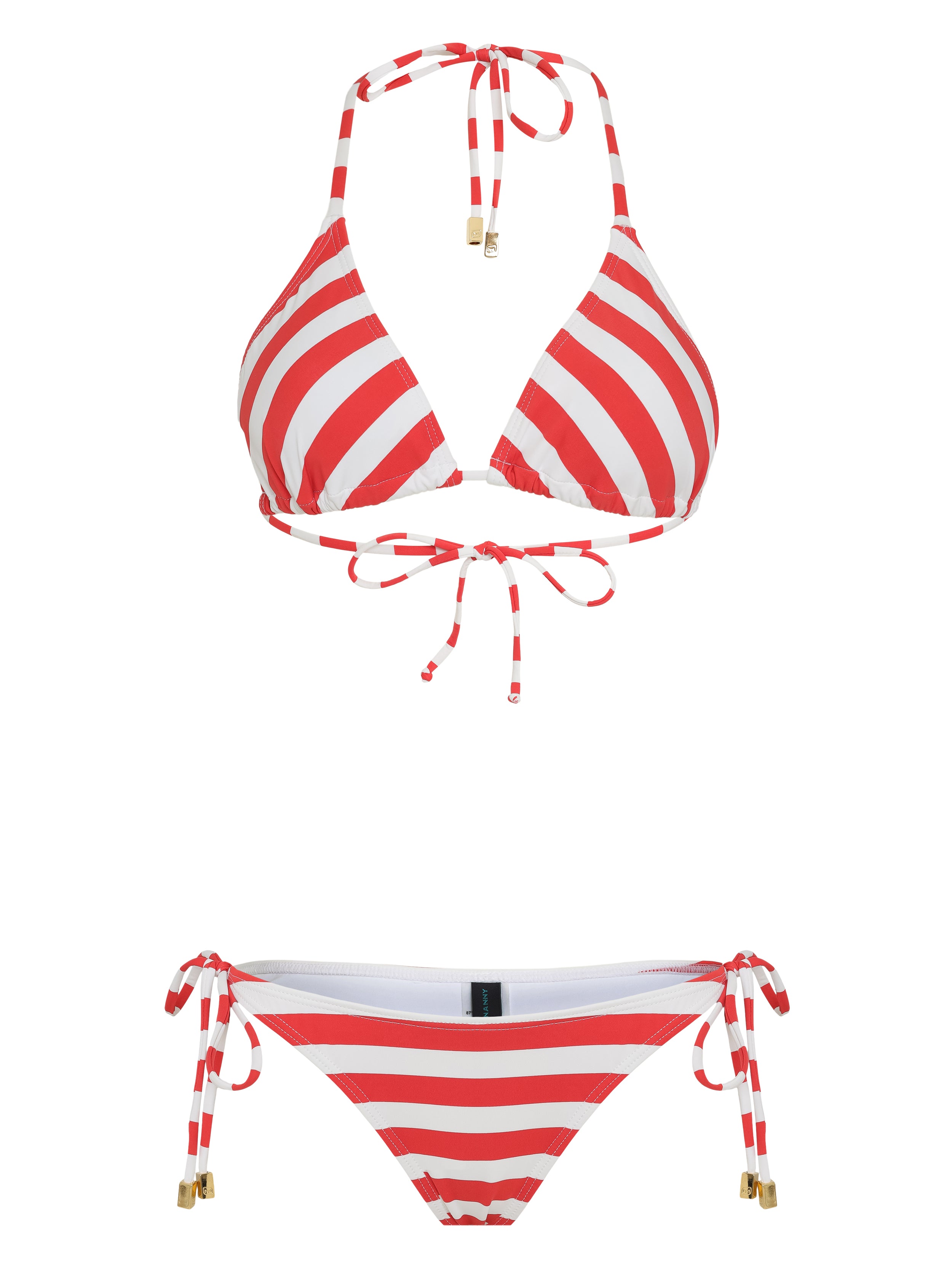 Maya Striped-Print Tassel Detailing Triangle Bikini Set