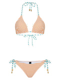 Maya Striped-Print Tassel Detailing Triangle Bikini Set