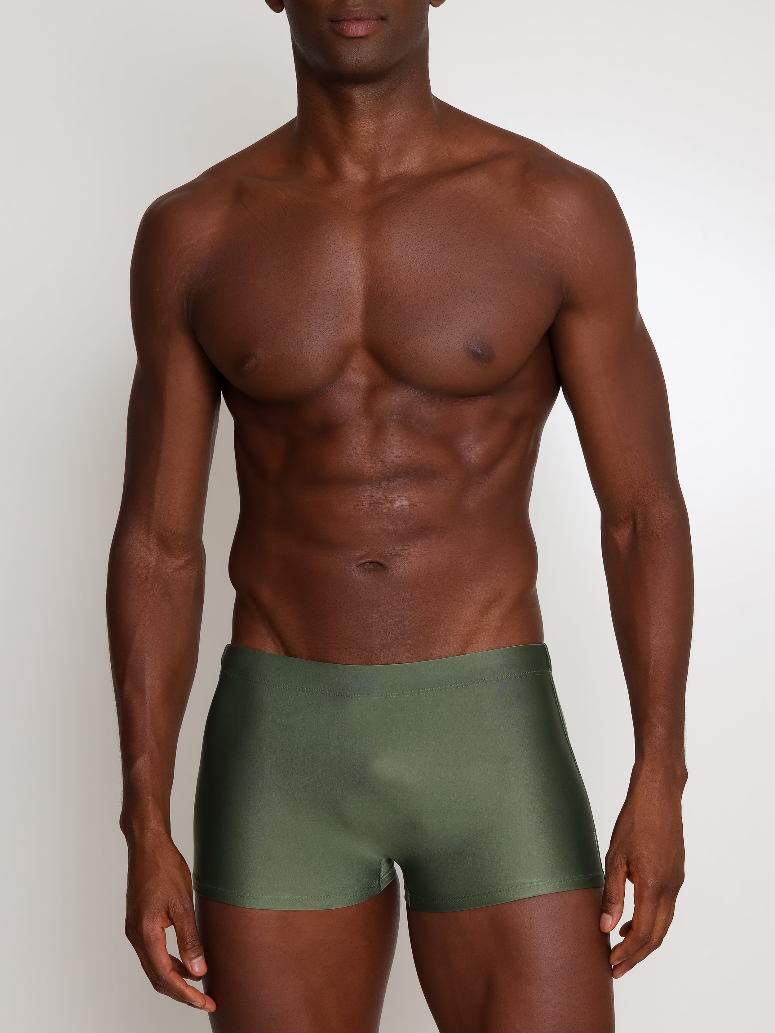 Tijuca Green Plain 9-inch Sides Fitted Swimming Trunks